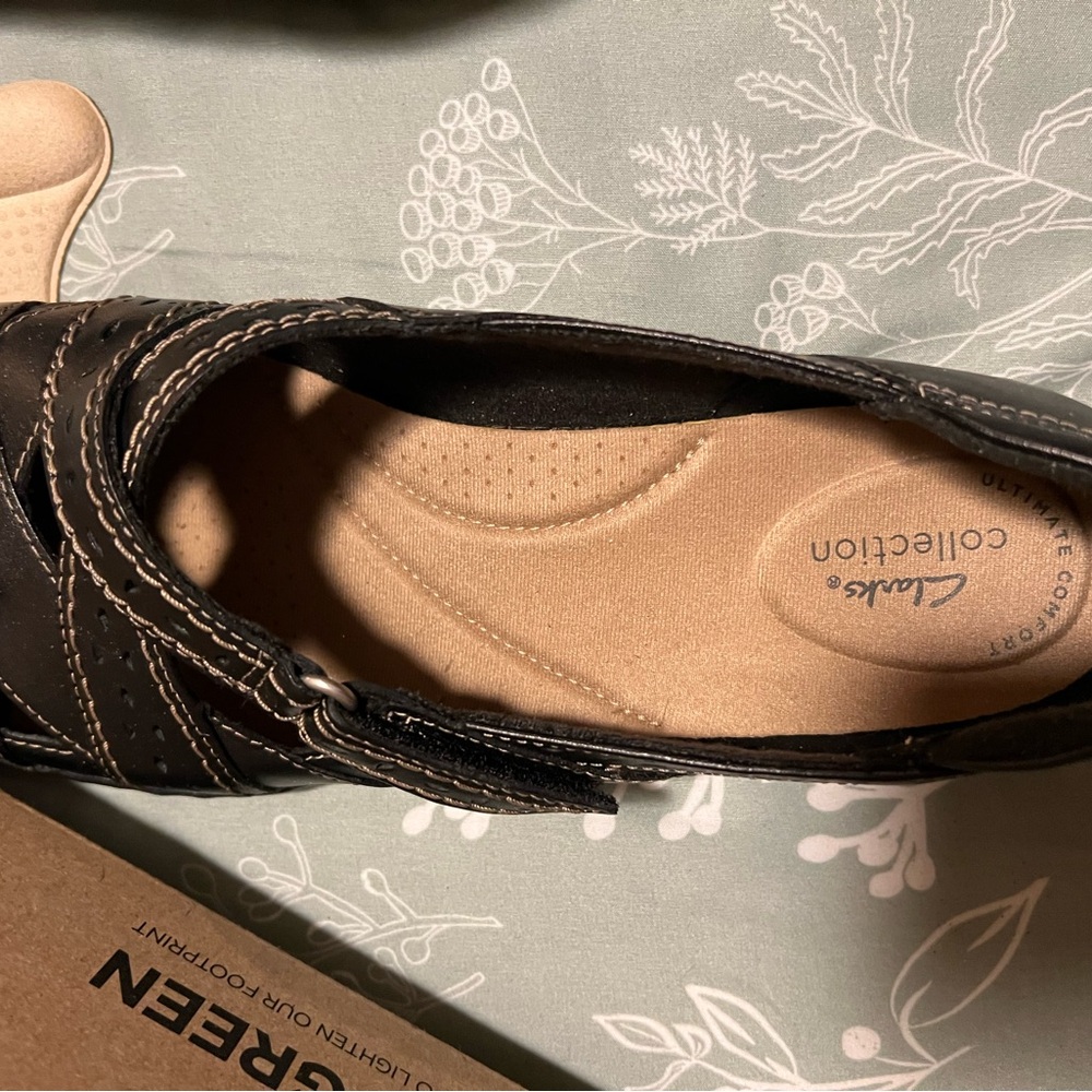 Clarks Women's Black Loafers with Contrast Stitching
